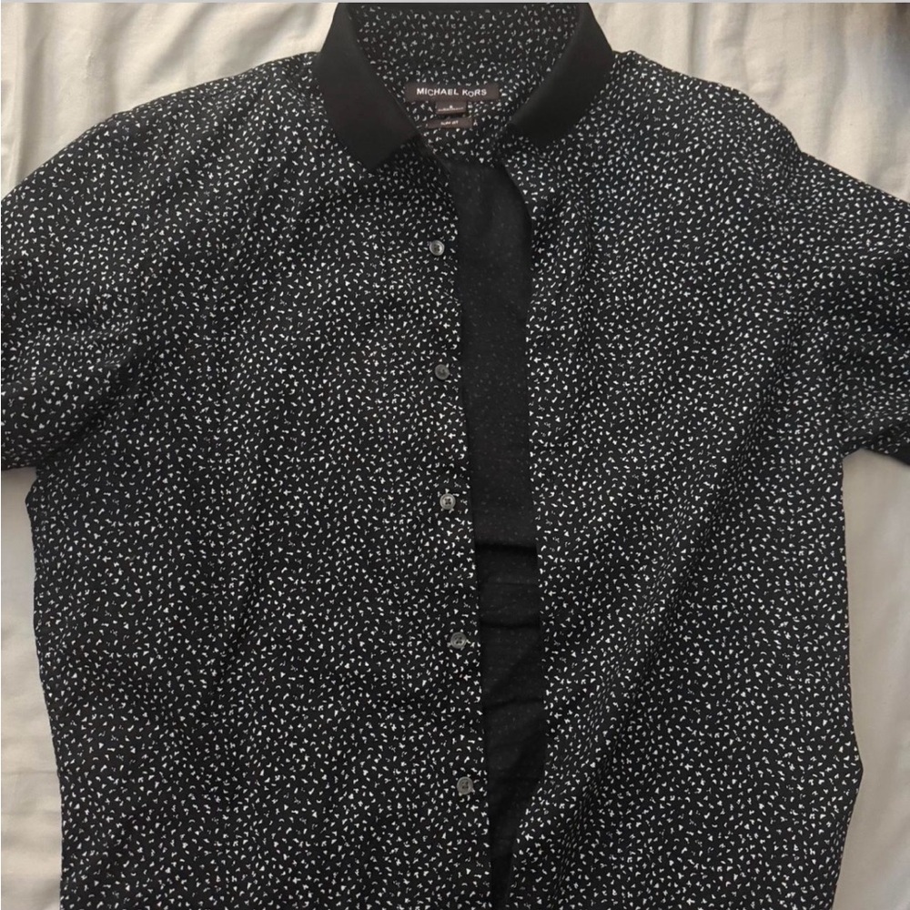 Michael Kors Black and White Patterned Casual Shirt